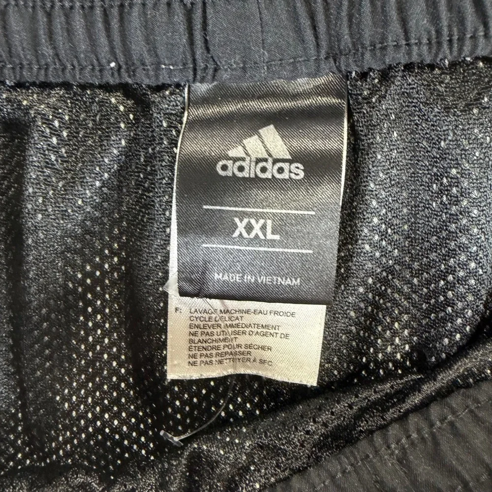 Adidas Mens XXL Swim Trunks Black Neon Green Geometric Board Shorts Mesh Lining